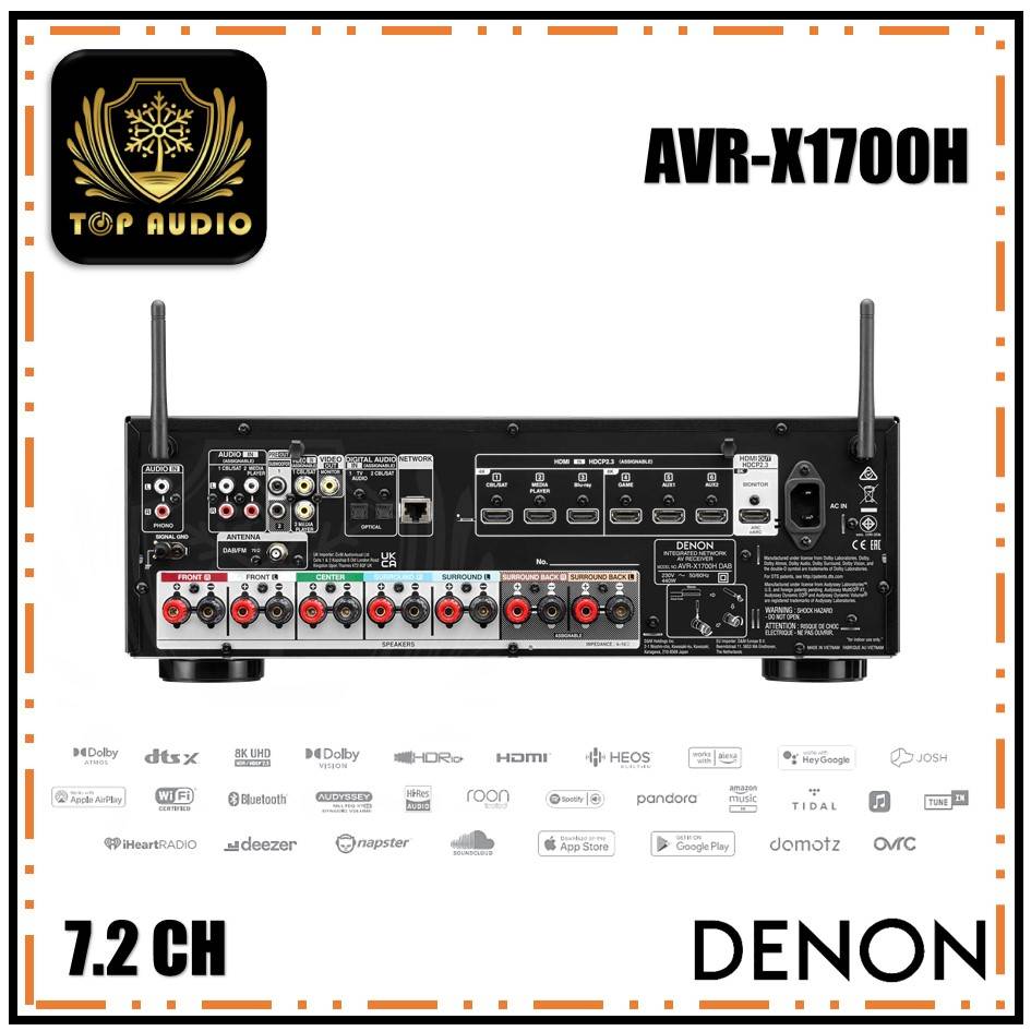 Denon AVR-X1700H 7.2Ch 8K Atmos Network AV Receiver